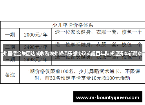 弗里德金集团达成收购埃弗顿俱乐部协议英超百年队或迎资本新篇章